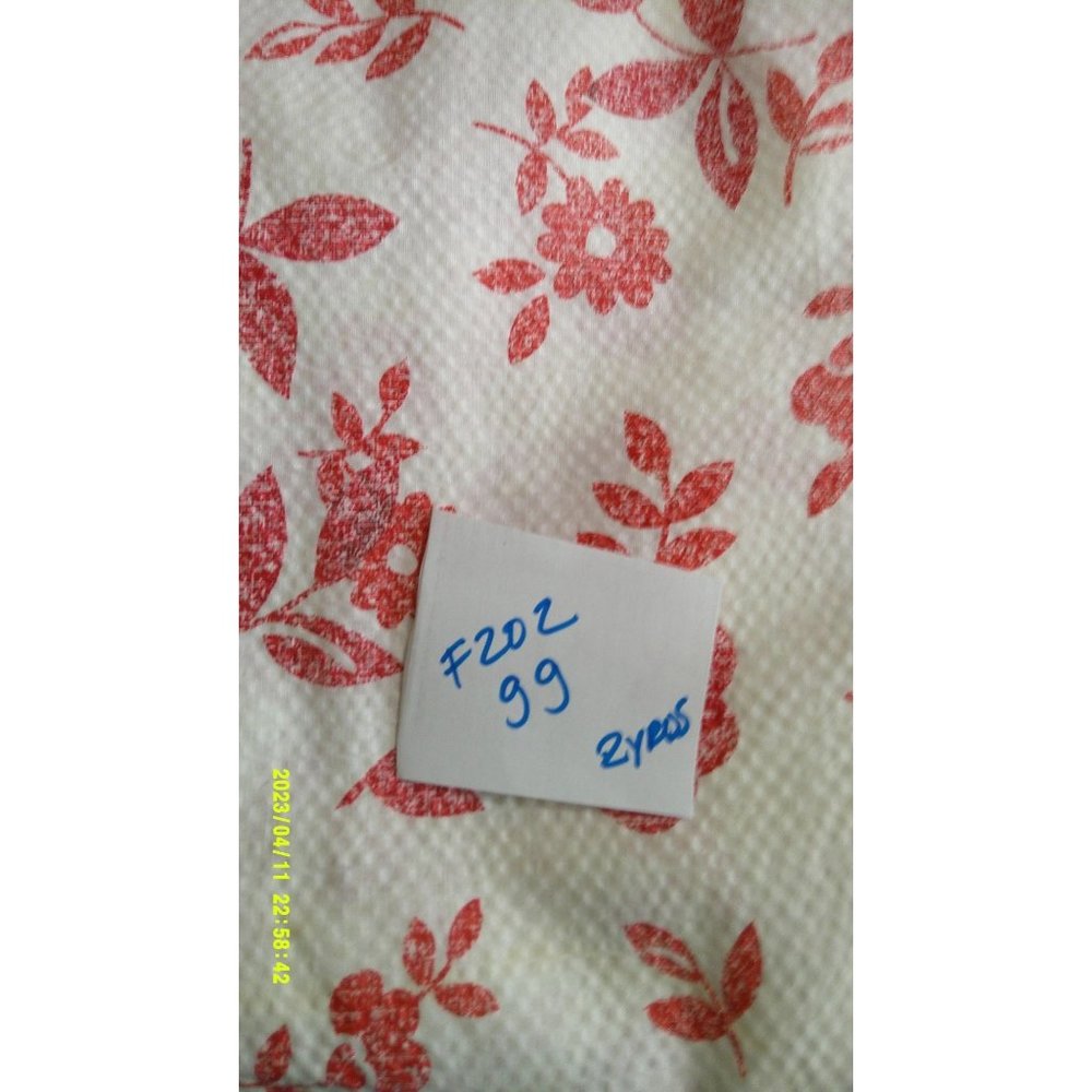 Fabric * 2 yards White w/ Red Flowers * Sewing * Quilting * Blankets * Material